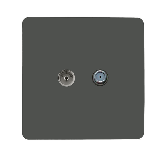 Trendi Switch TV Co-Axial & F-Type Satellite Socket in Charcoal Grey