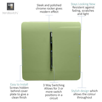 Trendi Switch 1 Gang Intermediate Rocker Light Switch in Moss Green