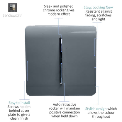 Trendi Switch 1 Gang Retractive Doorbell Switch in Warm Grey