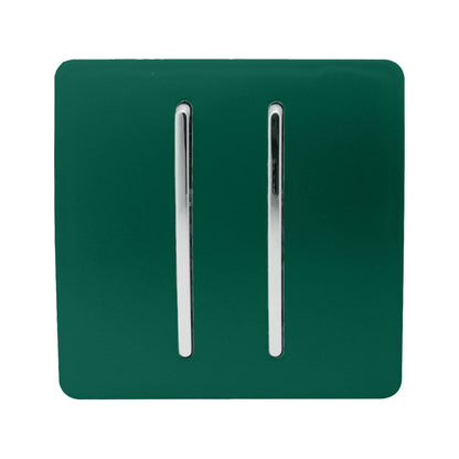 Trendi Switch 2 Gang Retractive Home Automation Switch in Dark Forest Green