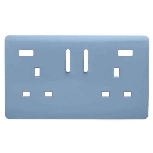 Trendi Switch 2 Gang USB Spare Faceplate For Modern Designer Plug Socket in Sky Blue