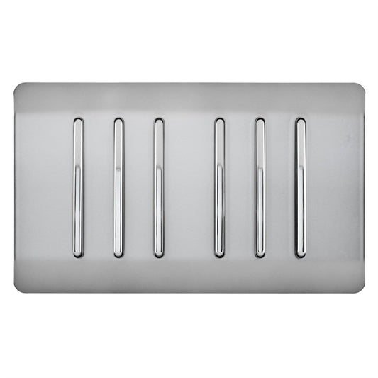 Trendi Switch 6 Gang 1 or 2 Way Light Switchin Brushed Steel