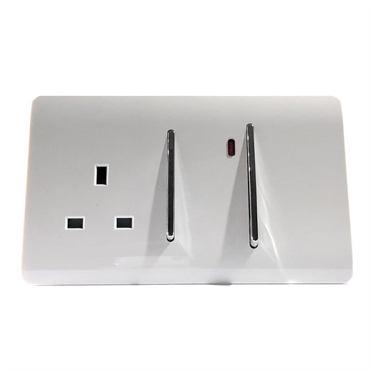 Trendi Switch 45 Amp Cooker Switch & 13 Amp Plug Socket with Neonin Ice White