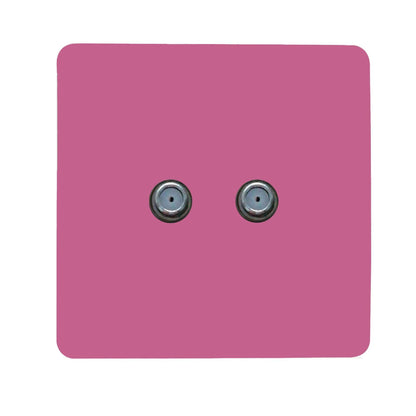 Trendi Switch 2 Gang Male F-Type Satellite Television Socket in Candy Pink