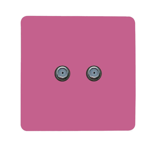 Trendi Switch 2 Gang Male F-Type Satellite Television Socketin Candy Pink