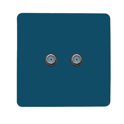 Trendi Switch 2 Gang Male F-Type Satellite Television Socket in Midnight Blue