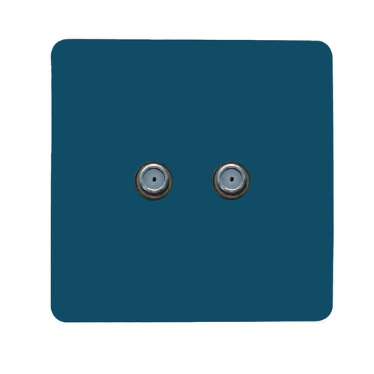 Trendi Switch 2 Gang Male F-Type Satellite Television Socketin Midnight Blue