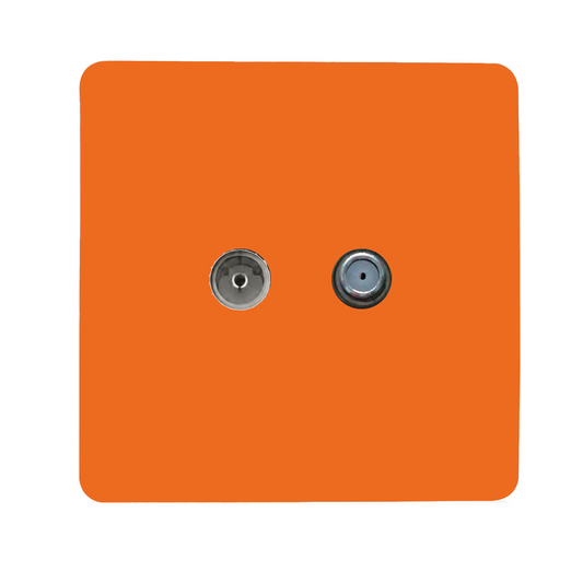 Trendi Switch TV Co-Axial & F-Type Satellite Socket in Sunset Orange
