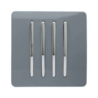 Trendi Switch 4 Gang 1 or 2 way Rocker Light Switch in Warm Grey