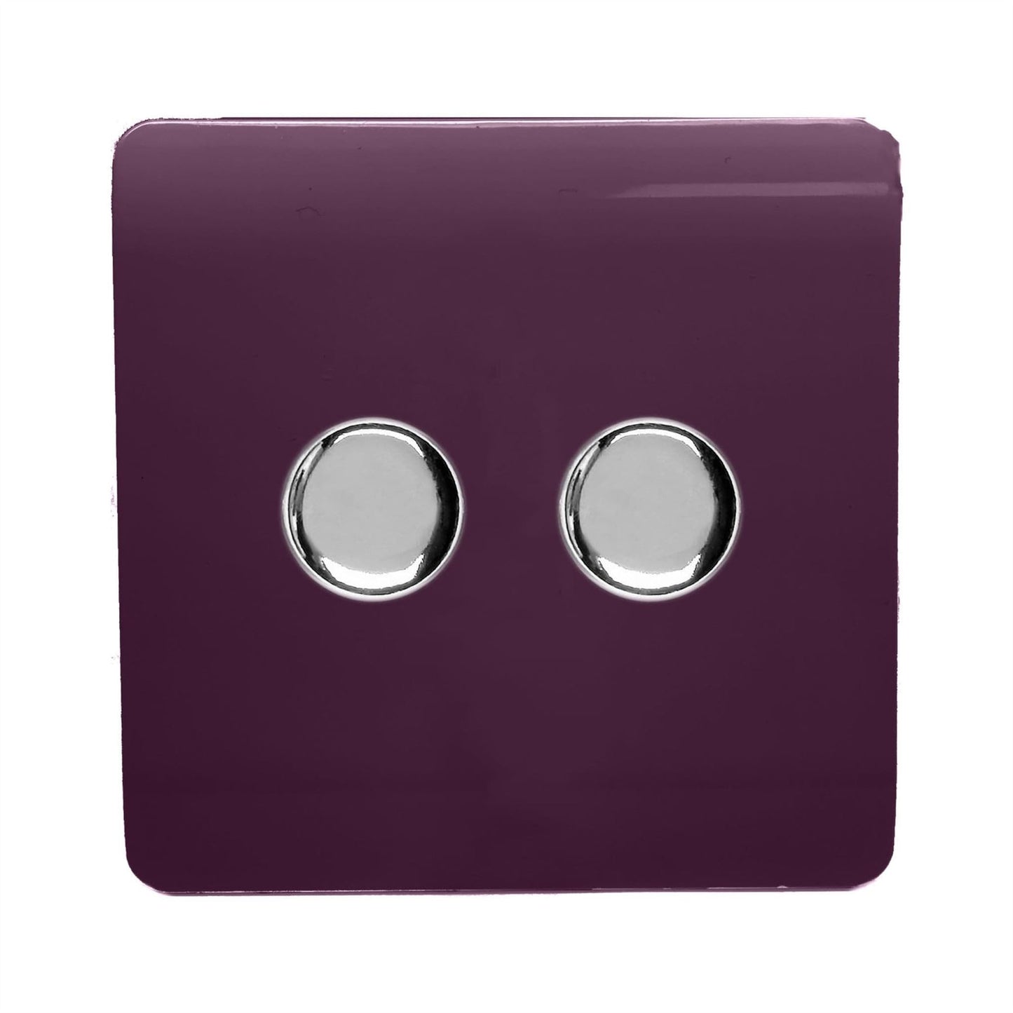 Trendi Switch 2 Gang 1 or 2 way 150w Rotary LED Dimmer Light Switchin Plum Purple