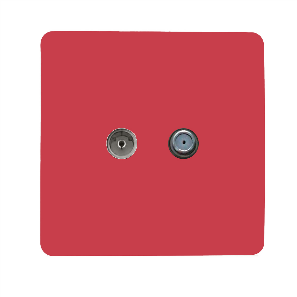 Trendi Switch TV Co-Axial & F-Type Satellite Socket in Strawberry Red