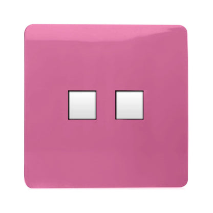 Trendi Switch 2 Gang Cat 3 Telephone Slave Socket in Candy Pink