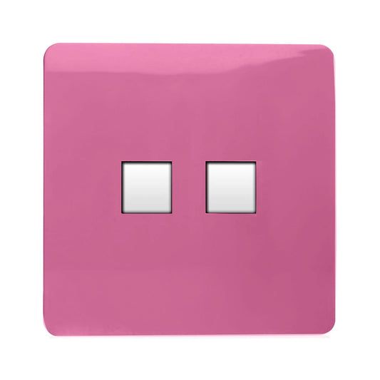 Trendi Switch 2 Gang Cat 3 Telephone Slave Socketin Candy Pink