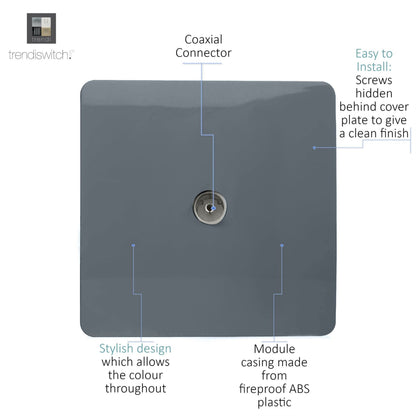 Trendi Switch 1 Gang Female Co-Axial Television Socket in Warm Grey