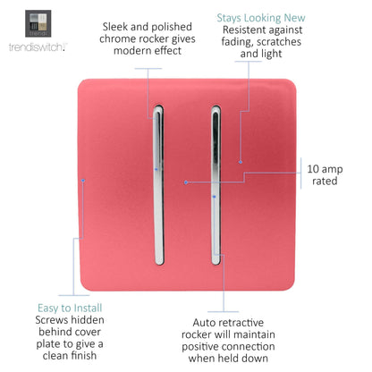 Trendi Switch 2 Gang Retractive Doorbell Switch in Strawberry Red