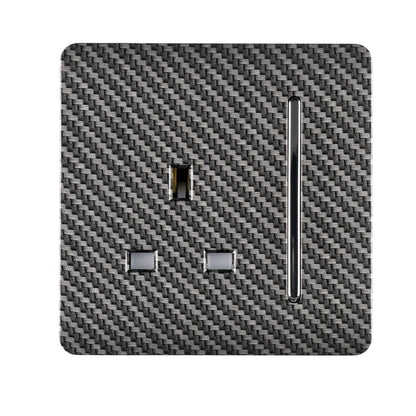 Trendi Switch 1 Gang 13 Amp Switched Plug Socket in Carbon Fibre