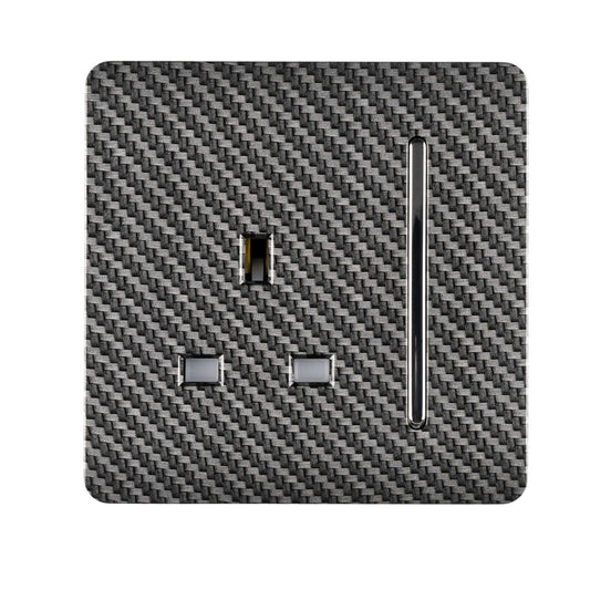 Trendi Switch 1 Gang 13 Amp Switched Plug Socketin Carbon Fibre