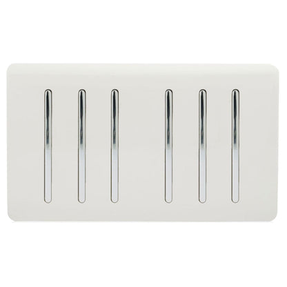 Trendi Switch 6 Gang 1 or 2 Way Light Switch in Ice White