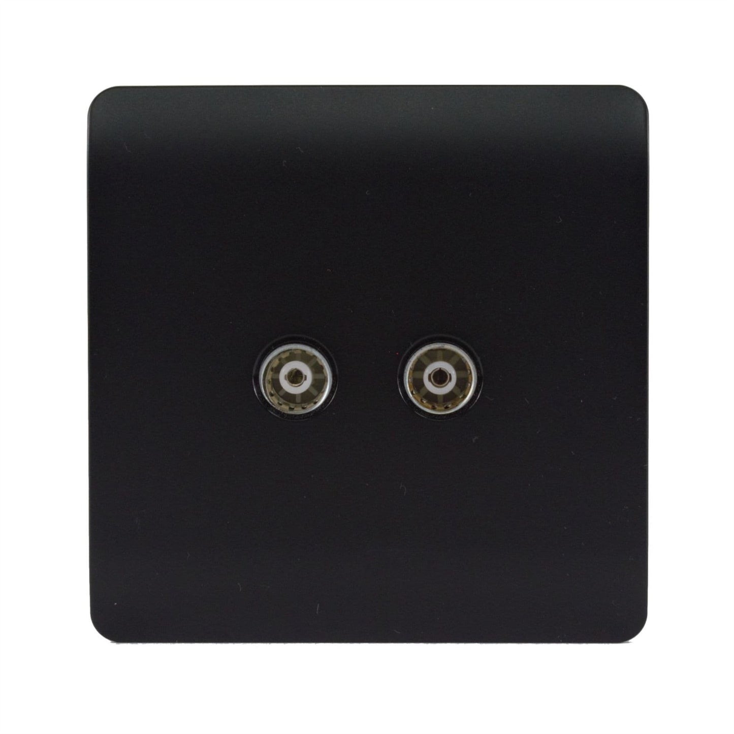 Trendi Switch 2 Gang Female Co-Axial Television Socketin Matt Black