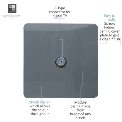 Trendi Switch 1 Gang Male F-Type Satellite Television Socket in Warm Grey