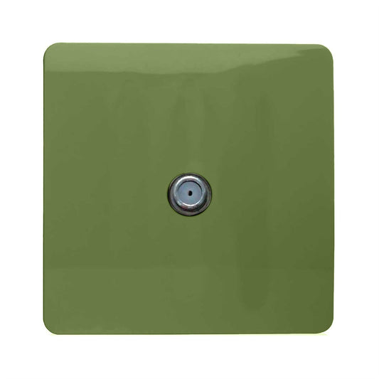 Trendi Switch 1 Gang Male F-Type Satellite Television Socketin Moss Green
