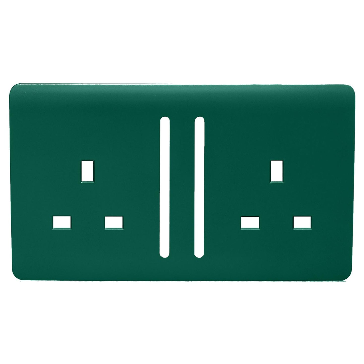 Trendi Switch 2 Gang Long Switched Spare Faceplate For Modern Designer Plug Socket in Dark Green