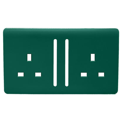 Trendi Switch 2 Gang Long Switched Spare Faceplate For Modern Designer Plug Socket in Dark Green