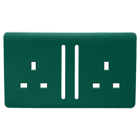 Trendi Switch 2 Gang Long Switched Spare Faceplate For Modern Designer Plug Socket in Dark Green