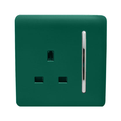 Trendi Switch 1 Gang 13 Amp Switched Plug Socket in Dark Forest Green