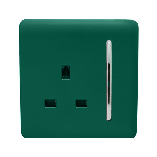 Trendi Switch 1 Gang 13 Amp Switched Plug Socketin Dark Forest Green