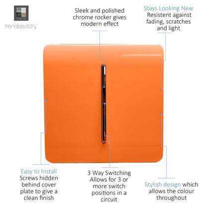 Trendi Switch 1 Gang Intermediate Rocker Light Switch in Sunset Orange