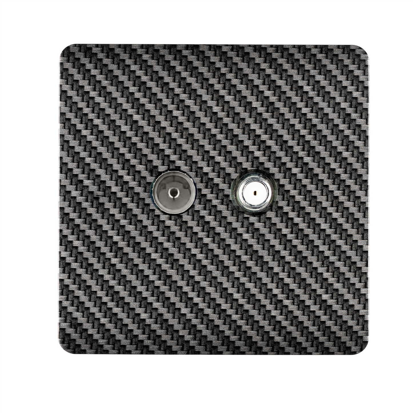 Trendi Switch TV Co-Axial & F-Type Satellite Socket in Carbon Fibre