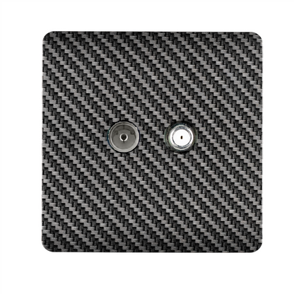 Trendi Switch TV Co-Axial & F-Type Satellite Socket in Carbon Fibre