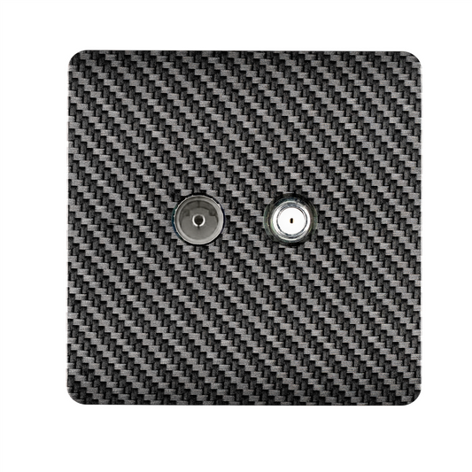 Trendi Switch TV Co-Axial & F-Type Satellite Socket in Carbon Fibre