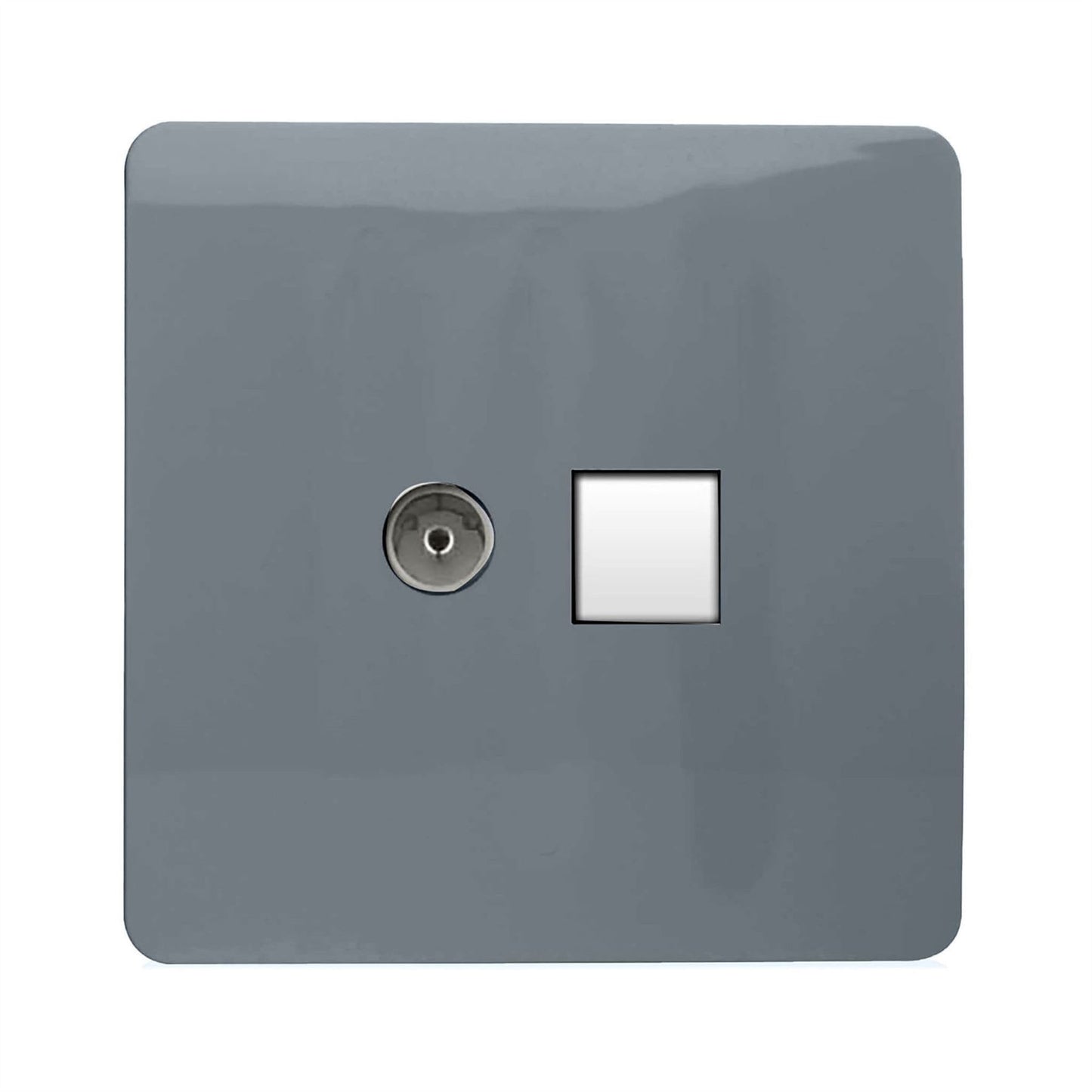 Trendi Switch 2 Gang Spare Faceplate For Modern Designer PC Ethernet Sockets in Warm Grey