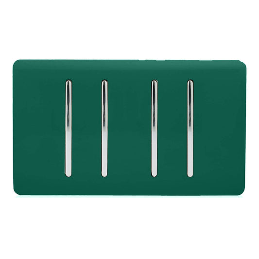 Trendi Switch 4 Gang Light Switch (3x 1 or 2 Way & 1 x Intermediate)in Dark Forest Green
