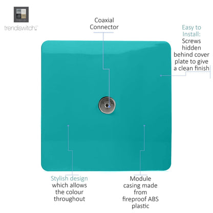 Trendi Switch 1 Gang Female Co-Axial Television Socket in Bright Teal