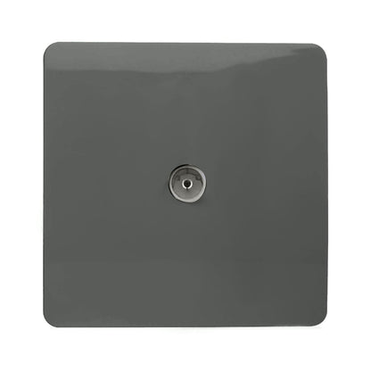 Trendi Switch 1 Gang Female Co-Axial Television Socket in Charcoal Grey