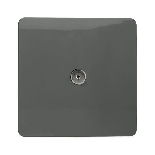 Trendi Switch 1 Gang Female Co-Axial Television Socketin Charcoal Grey