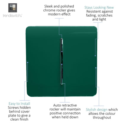 Trendi Switch 1 Gang Retractive Doorbell Switch in Dark Forest Green