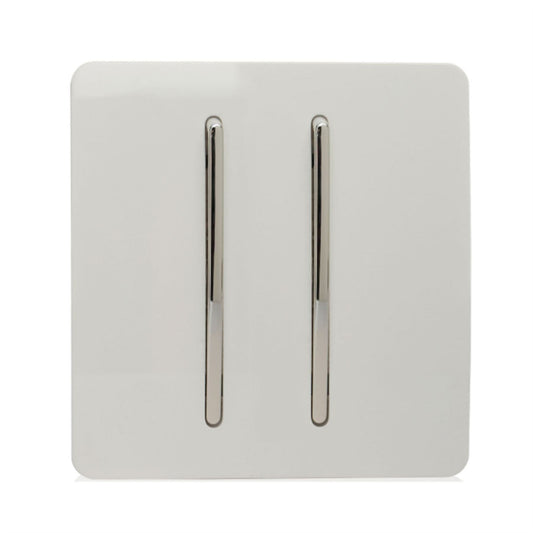 Trendi Switch 2 Gang Retractive Doorbell Switchin Ice White