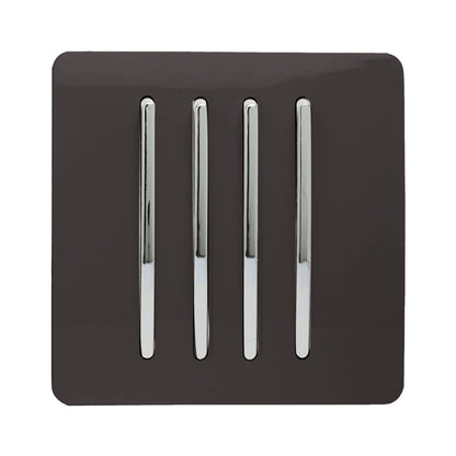 Trendi Switch 4 Gang 1 or 2 way Rocker Light Switch in Dark Mocha Brown