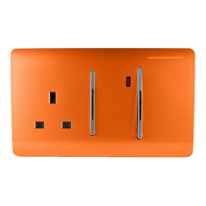 Trendi Switch 45 Amp Cooker Switch & 13 Amp Plug Socket with Neon in Sunset Orange