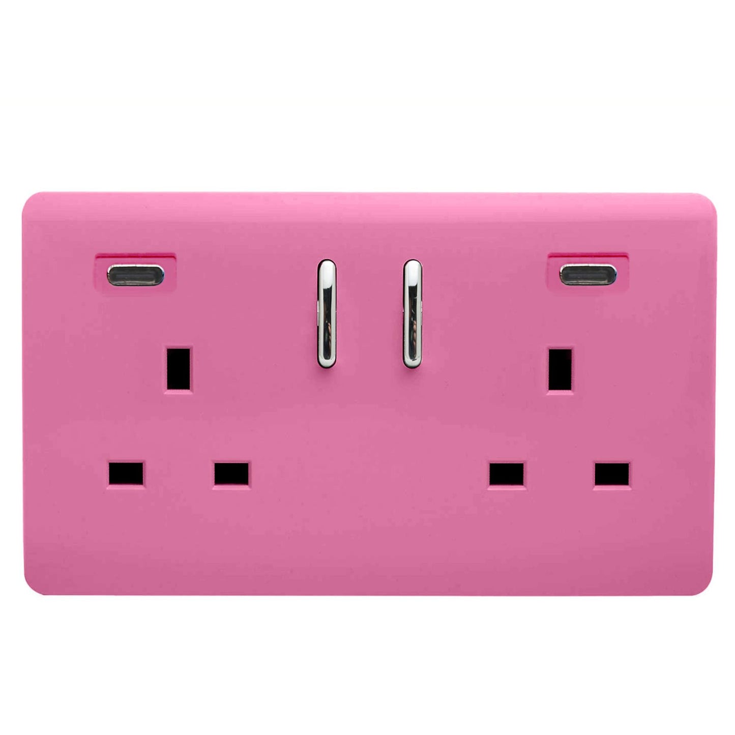 Trendi Switch 2 Gang USB 65W Type C USB Plug Socket in Candy Pink