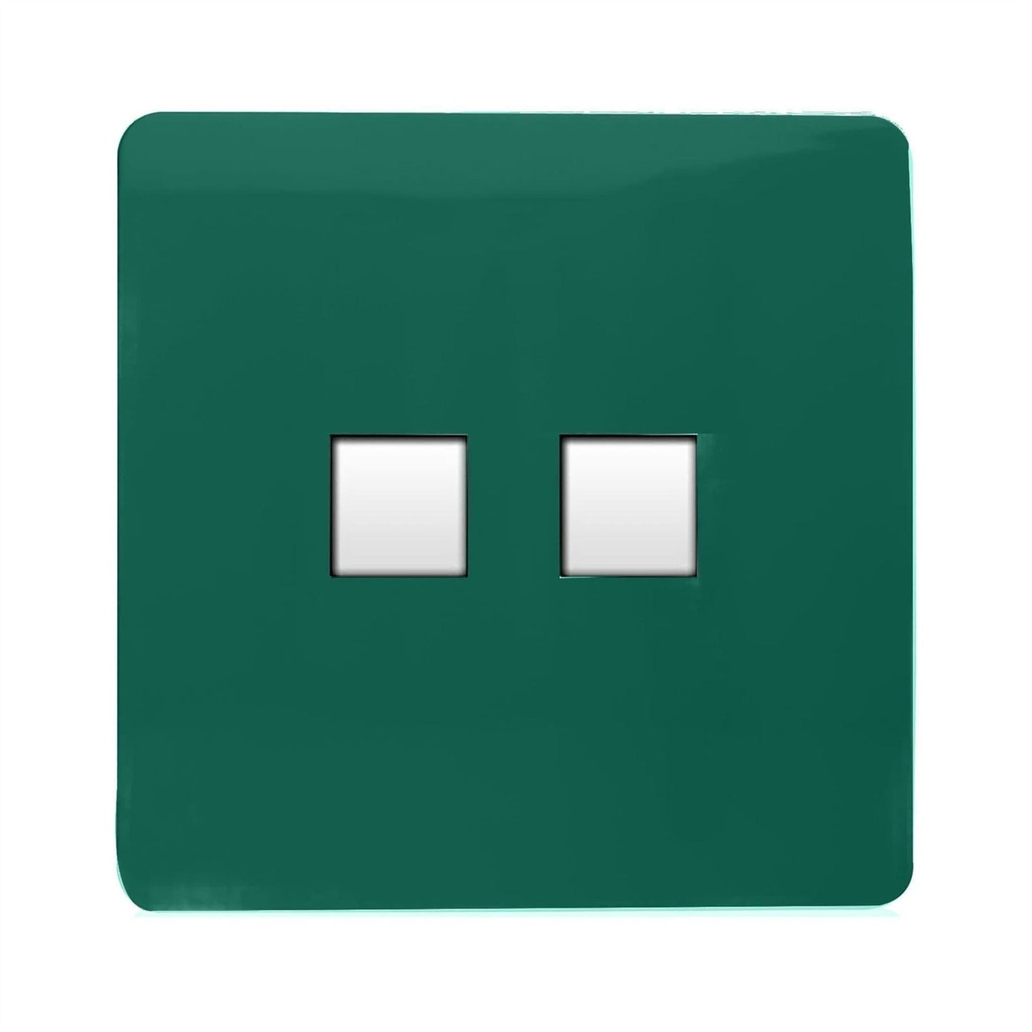 Trendi Switch 2 Gang RJ45 Cat 6 Modern Designer PC Ethernet Socketin Dark Forest Green