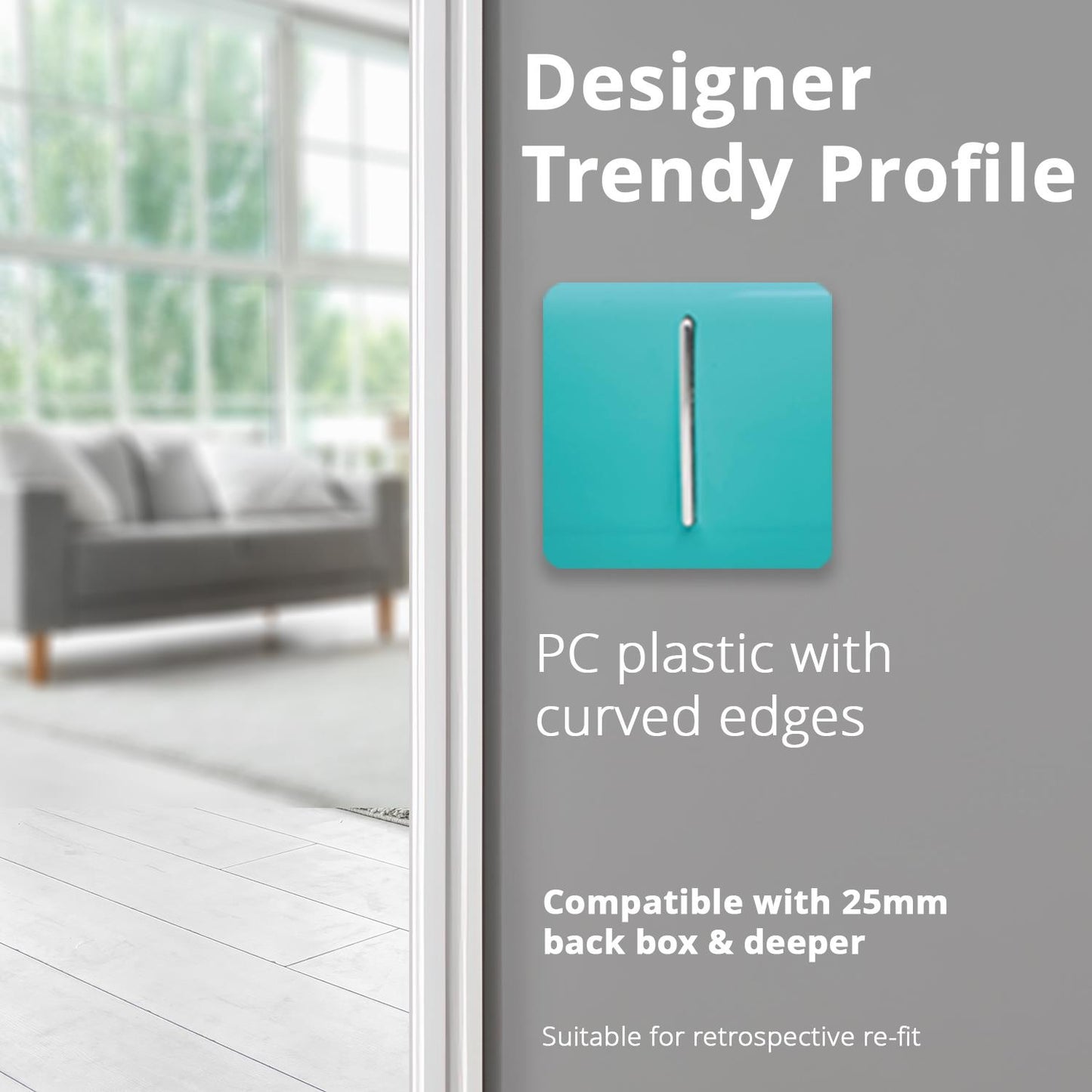 Trendi Switch 1 Gang 1 or 2 way Rocker Light Switchin Bright Teal