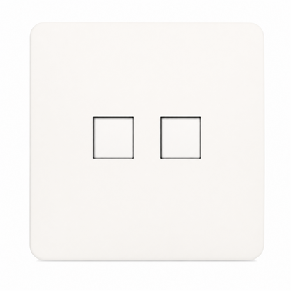 Trendi Switch 2 Gang RJ45 Cat 5e  Ethernet & Telephone Secondary Sockets Matt White - ART-TLP+PCMWH