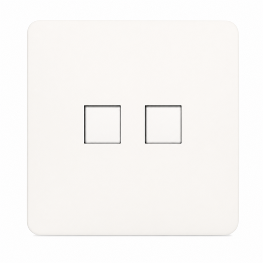 Trendi Switch 2 Gang RJ45 Cat 5e  Ethernet & Telephone Secondary Sockets Matt White - ART-TLP+PCMWH