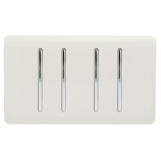 Trendi Switch 4 Gang Light Switch (3x 1 or 2 Way & 1 x Intermediate)in Ice White