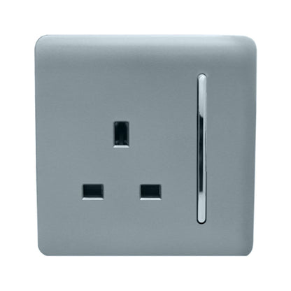 Trendi Switch 1 Gang 13 Amp Switched Plug Socket in Cool Grey